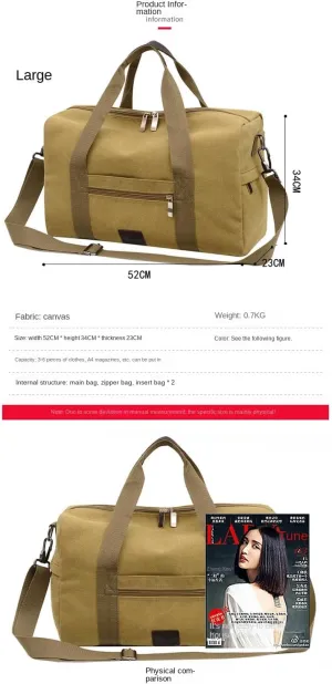 Large Capacity Canvas Travel Garment Bag for Men, Retro Style Luggage Handbag (Blue)