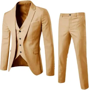 LCMTWX Men'S Suit Slim 3 Suit Business Wedding Party Jacket Vest & Pants Coat Black Suits for Men Black Suit for Men Men'S