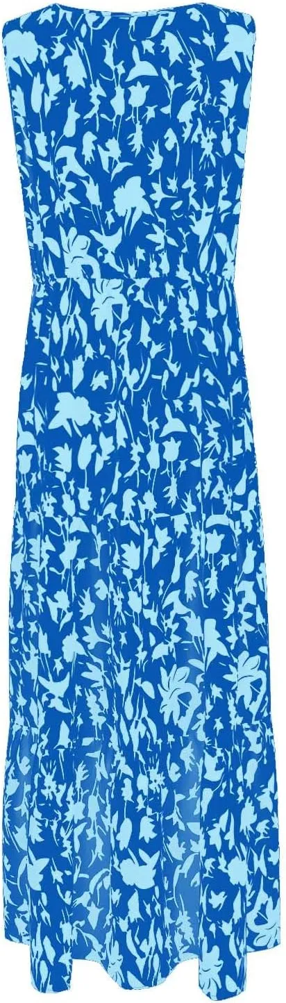 Leaf Print Ruffle Hem Belted Dress for Women V-Neck Vacation Ruffle Sleeve Party Formal Dress for Spring Summer