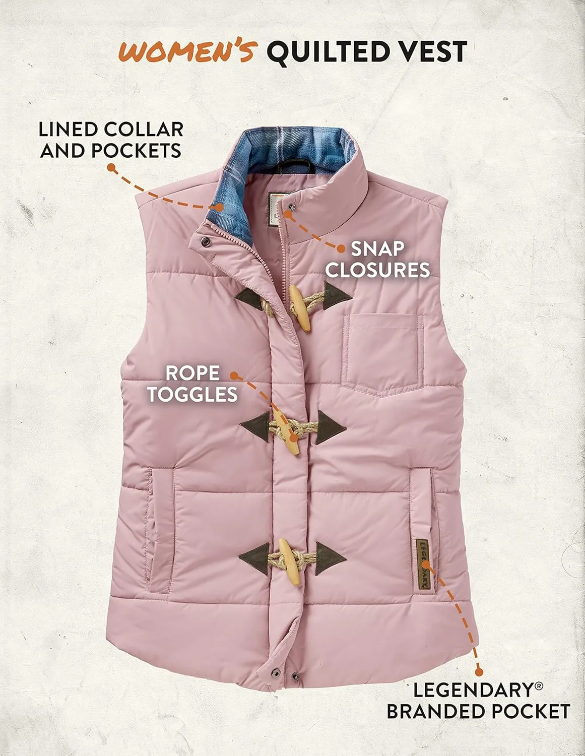 Legendary Whitetails Women's Quilted Toggle Puffer Vest