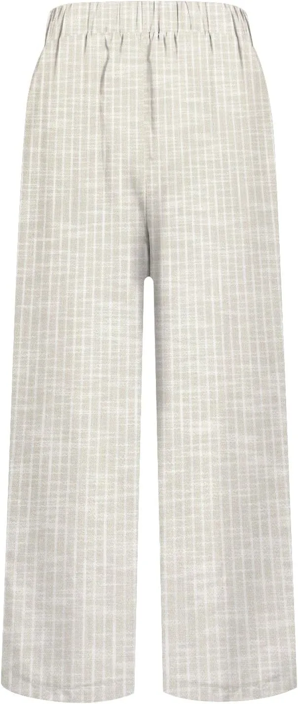 Leggings for Women Solid Elastic Pants Long Drawstring Linen Women Waist Cotton Casual Slit Trouser Legs Pants