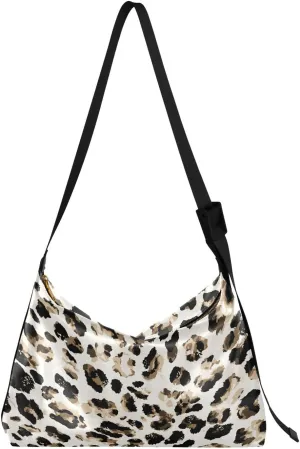Leopard Skin Vintage Hobo Crossbody Bags for Women Leather Large Shoulder Bag Cross Body Retro Style Trendy Womens Tote Bags Handbag for Travel Shopping