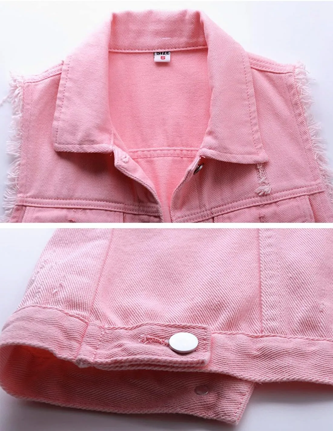 Locachy Women's Casual Denim Vest Jacket Slim Fit Sleeveless Ripped Tops