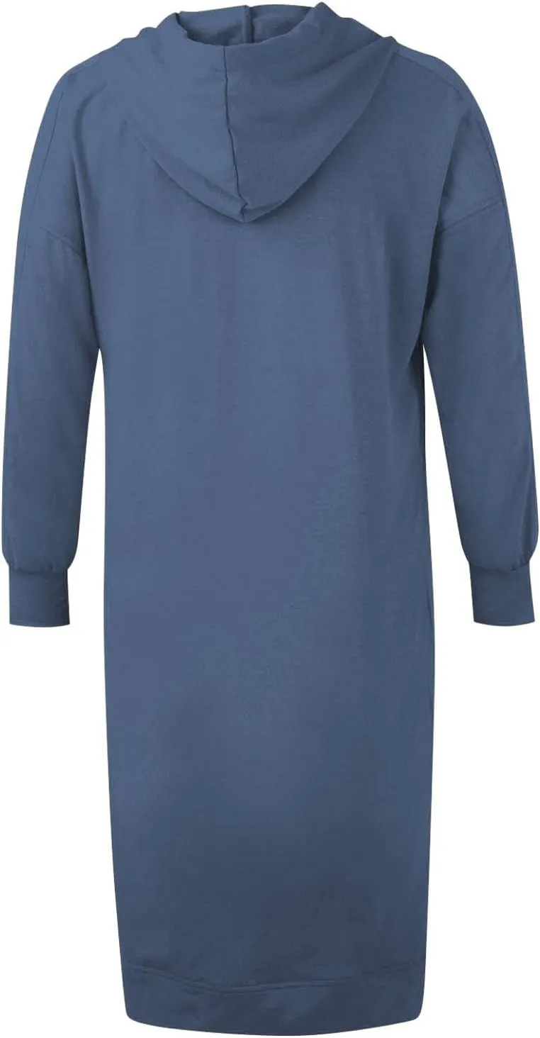 Maxi Sweatshirts for Women Fall Calf Length Oversized Hoodies Zipper Side Slit Long Sweatshirt Dresses with Pockets