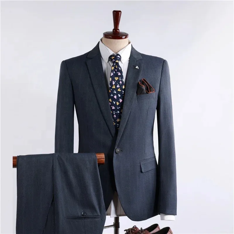 Men's Casual  Business Gray 2pcs Suits