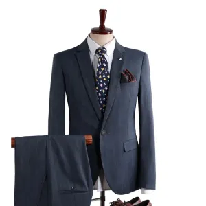 Men's Casual  Business Gray 2pcs Suits