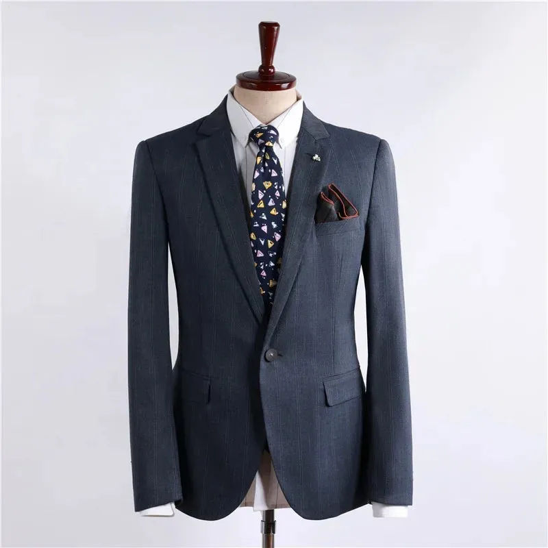 Men's Casual  Business Gray 2pcs Suits