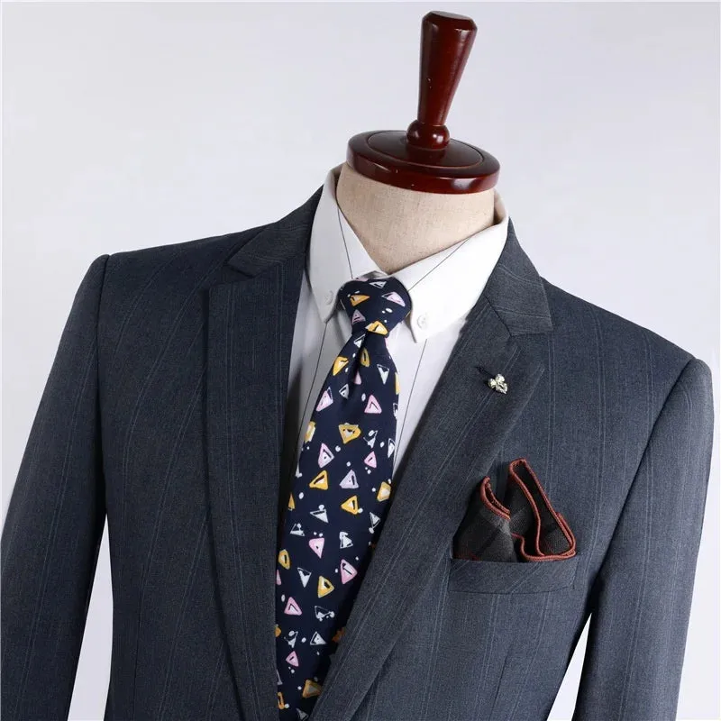 Men's Casual  Business Gray 2pcs Suits