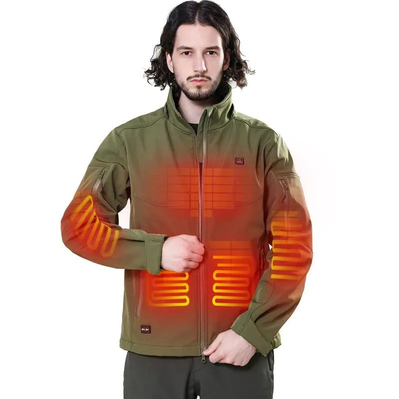 Men'S Heated Jacket Detachable Hood with 12V Battery Pack