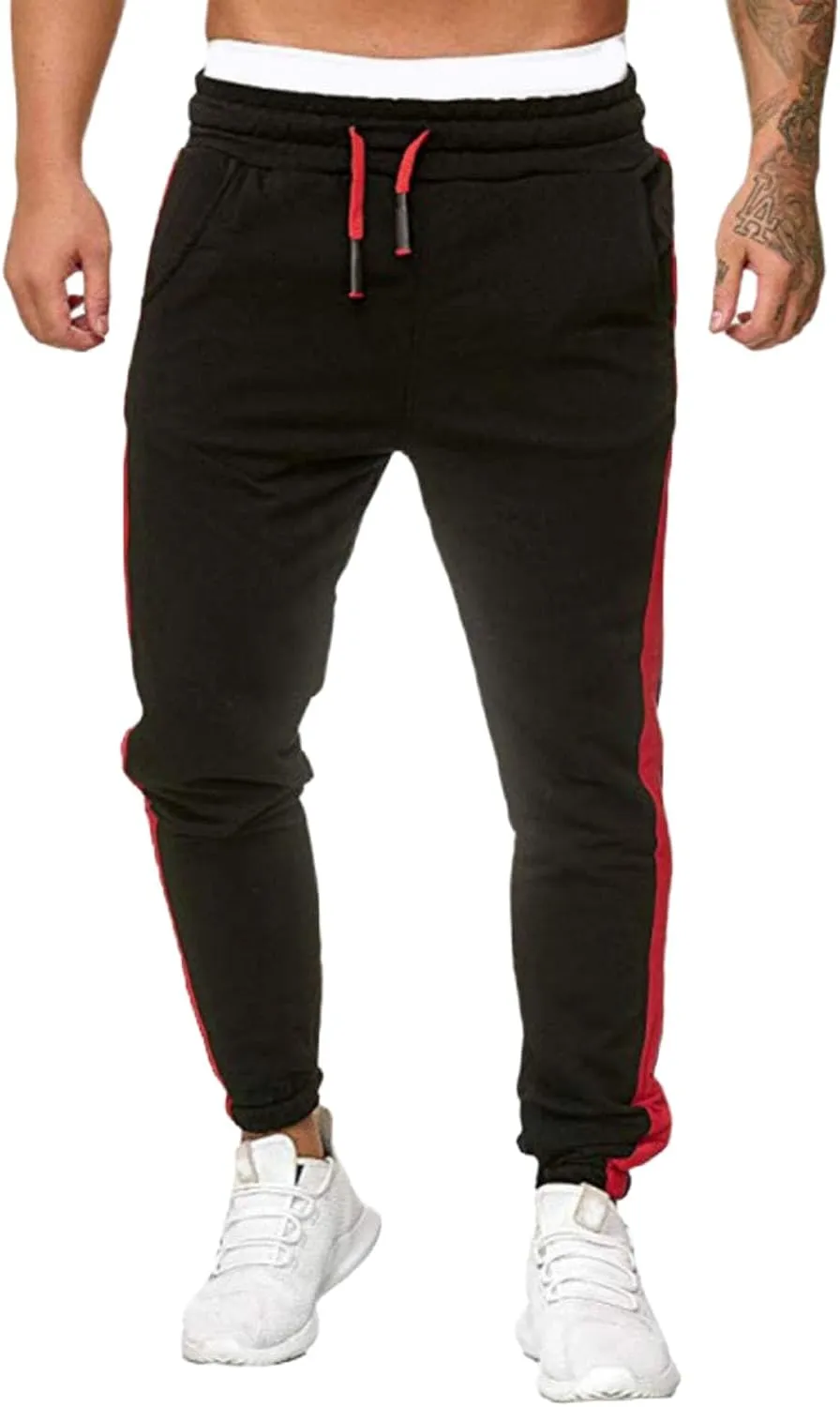 Mens Heavyweight Fleece Marled Stretch Elastic Waist Drawstring Cargo Workout Jogger Sport Basic Trousers Sweatpants