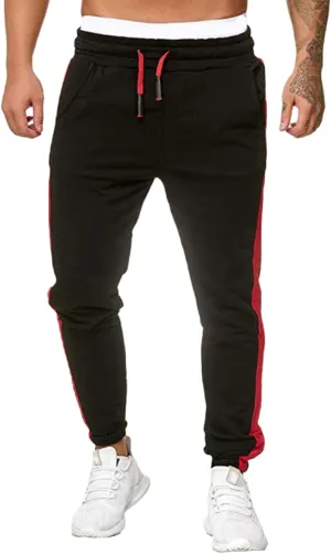 Mens Heavyweight Fleece Marled Stretch Elastic Waist Drawstring Cargo Workout Jogger Sport Basic Trousers Sweatpants