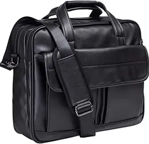Men's Leather Satchel Retro Shoulder Bag 17.3 Inch Laptop Briefcase Business Satchel