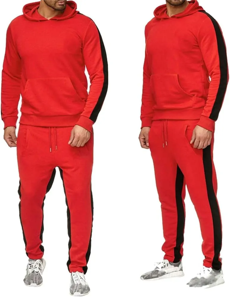 Men's Sweatsuit Pullover Hoodie Tops and Pants Set Casual Sports Tracksuit