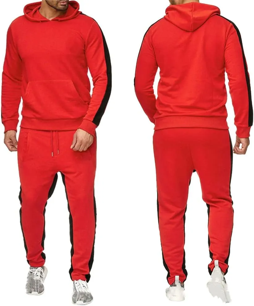 Men's Sweatsuit Pullover Hoodie Tops and Pants Set Casual Sports Tracksuit
