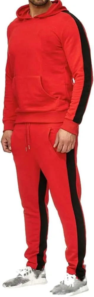 Men's Sweatsuit Pullover Hoodie Tops and Pants Set Casual Sports Tracksuit