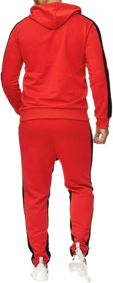 Men's Sweatsuit Pullover Hoodie Tops and Pants Set Casual Sports Tracksuit