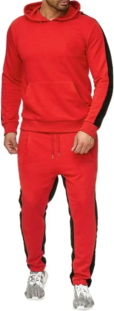 Men's Sweatsuit Pullover Hoodie Tops and Pants Set Casual Sports Tracksuit