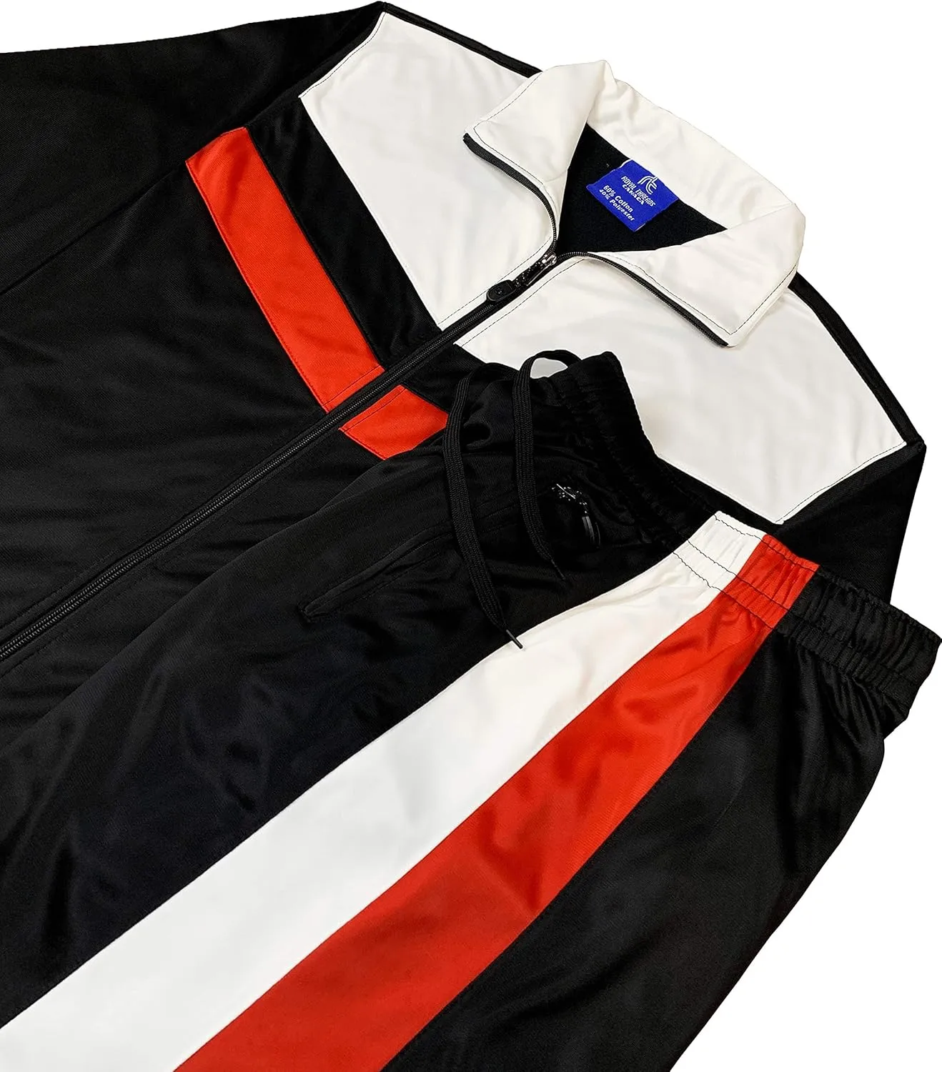 Men's Tracksuit Warm-Up 2-piece Retro Style Track Jacket & Pants Matching Set