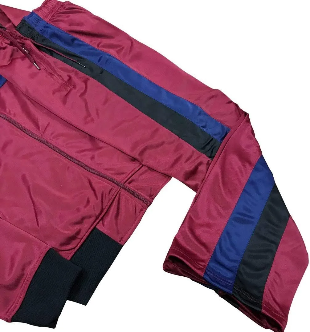 Men's Tracksuit Warm-Up 2-piece Retro Style Track Jacket & Pants Matching Set