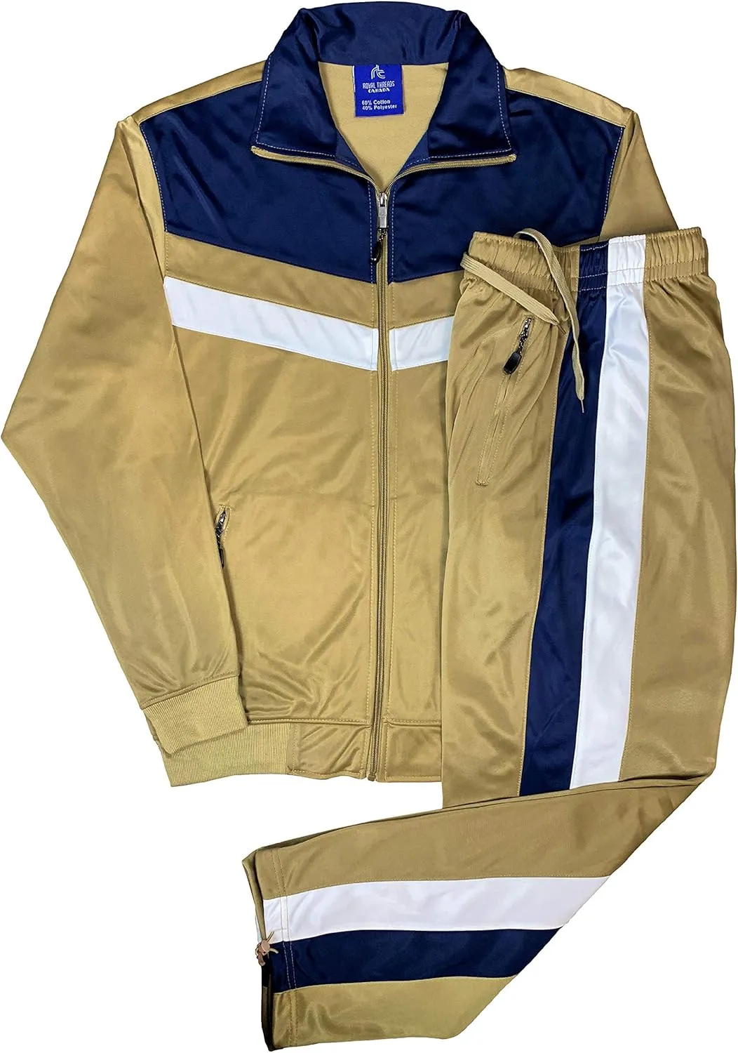 Men's Tracksuit Warm-Up 2-piece Retro Style Track Jacket & Pants Matching Set