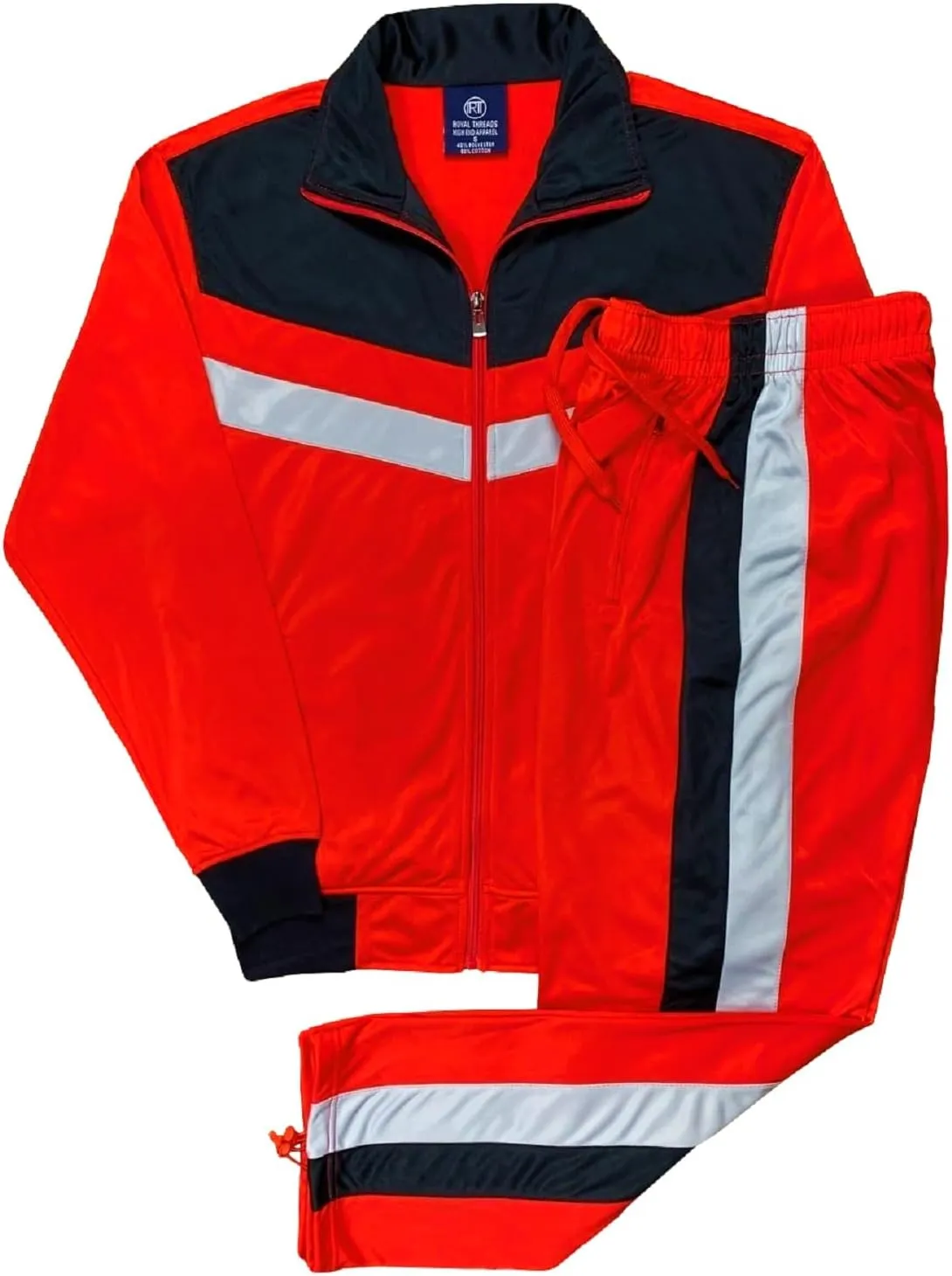 Men's Tracksuit Warm-Up 2-piece Retro Style Track Jacket & Pants Matching Set