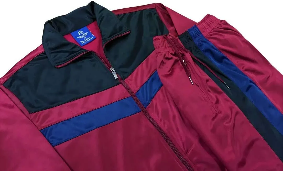 Men's Tracksuit Warm-Up 2-piece Retro Style Track Jacket & Pants Matching Set