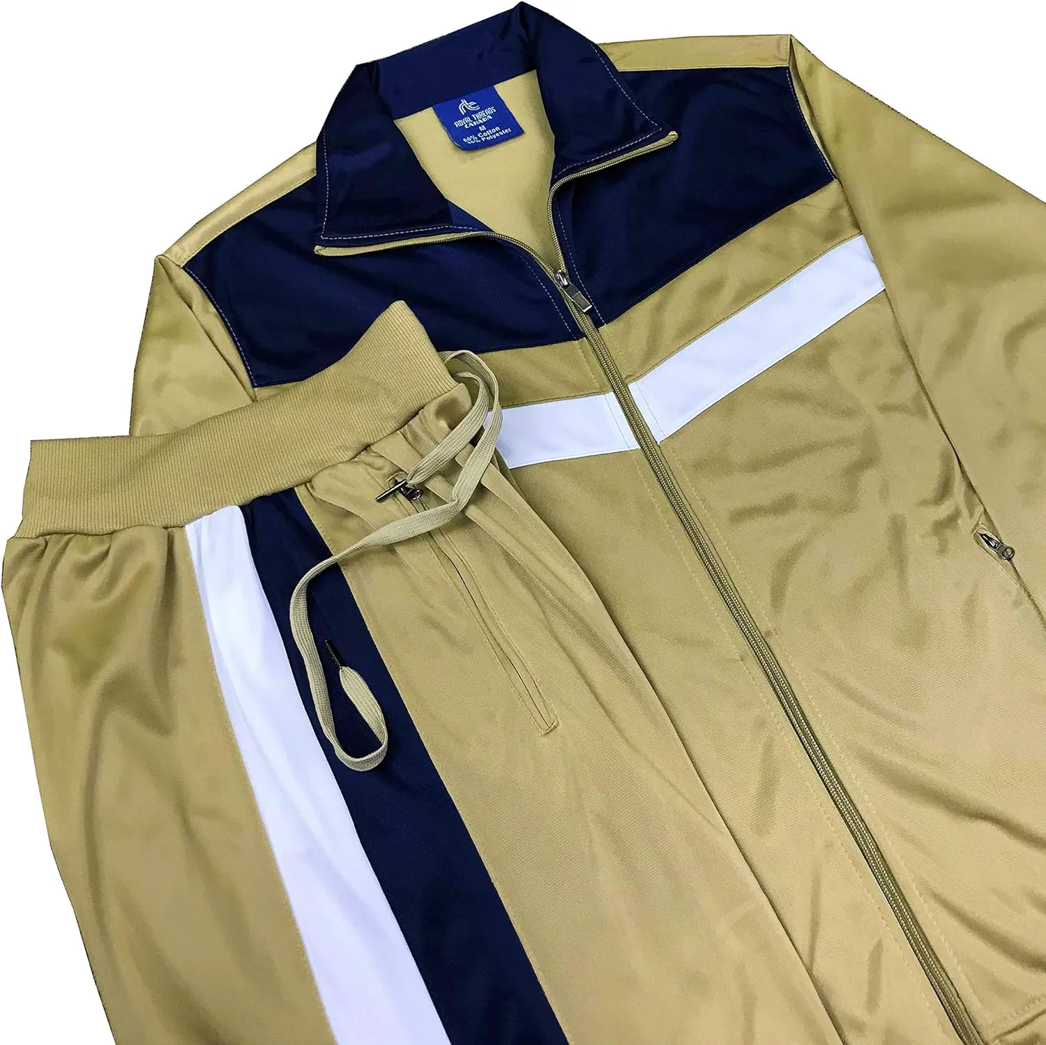 Men's Tracksuit Warm-Up 2-piece Retro Style Track Jacket & Pants Matching Set