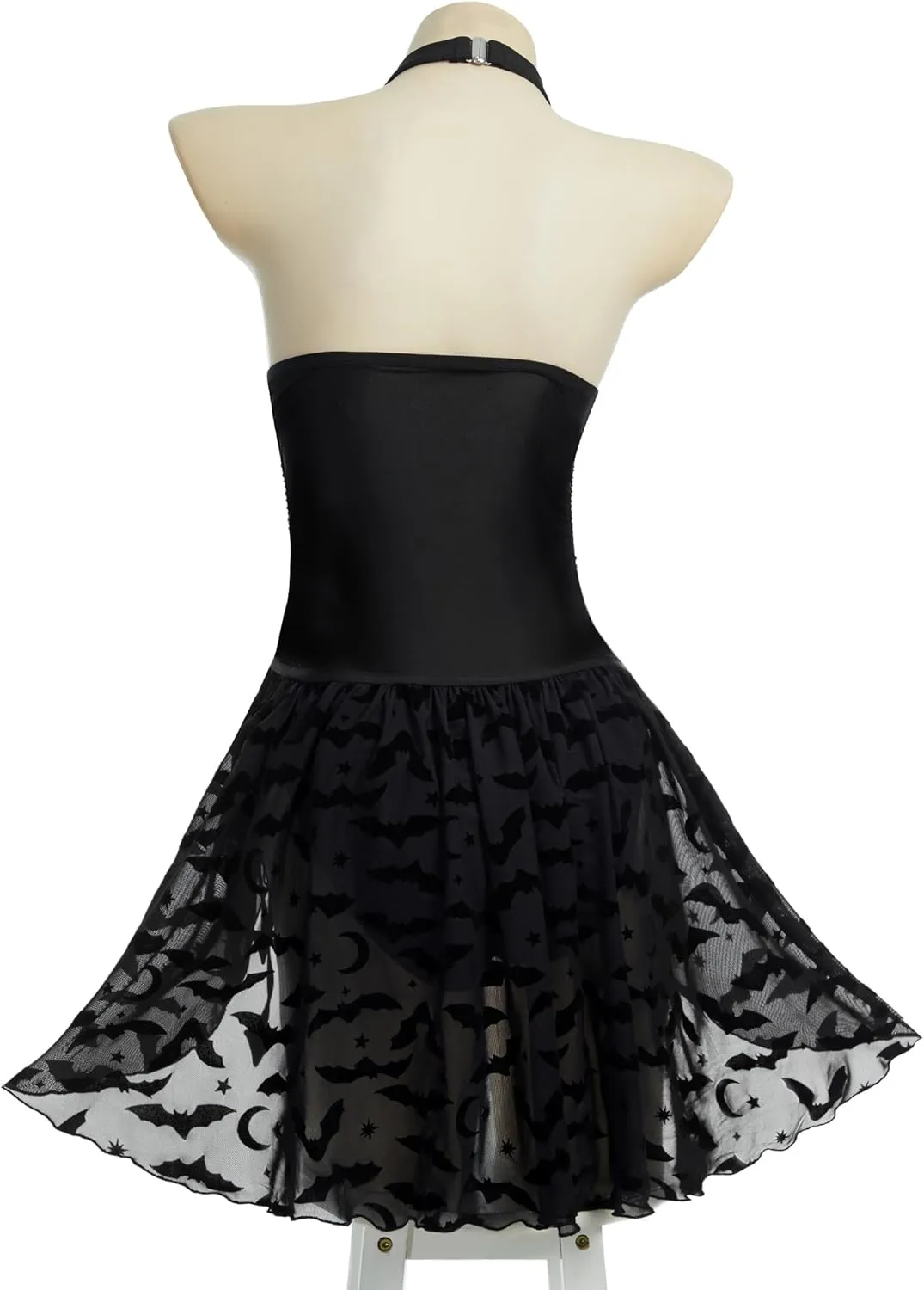 MEOWCOS Women One Piece Swimsuits Gothic Halter Bathing Suit Retro Style Cut Out Swimsuit