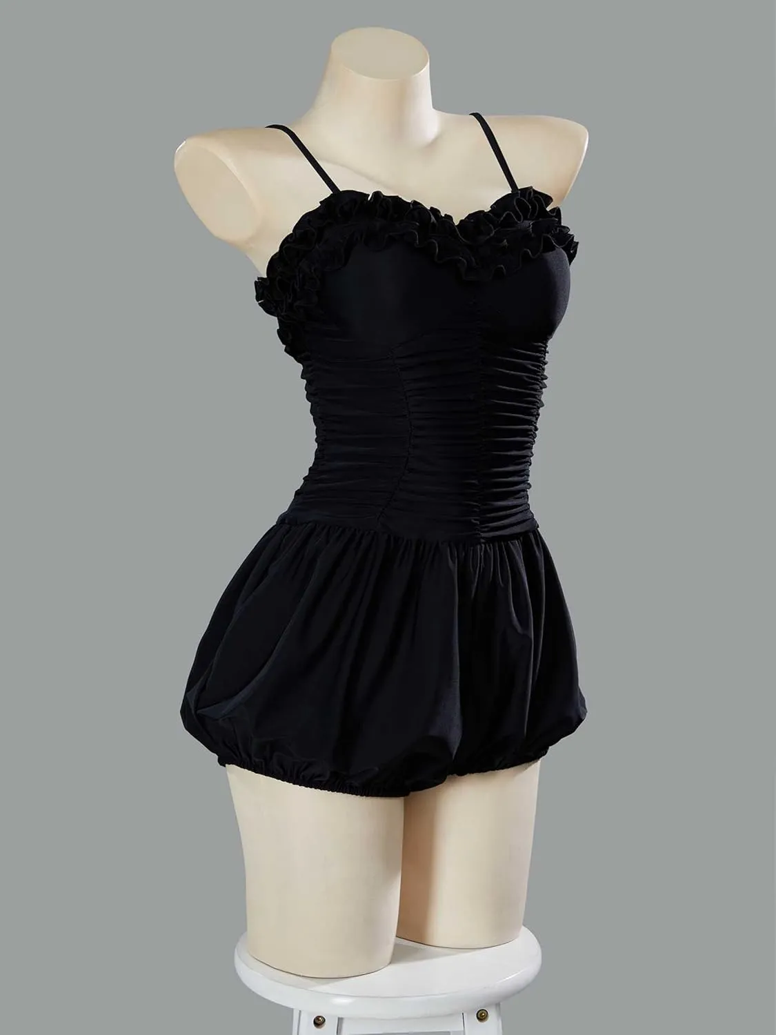 MEOWCOS Women One Piece Swimsuits Gothic Spaghetti Straps Bathing Suit Retro Style Swimsuit