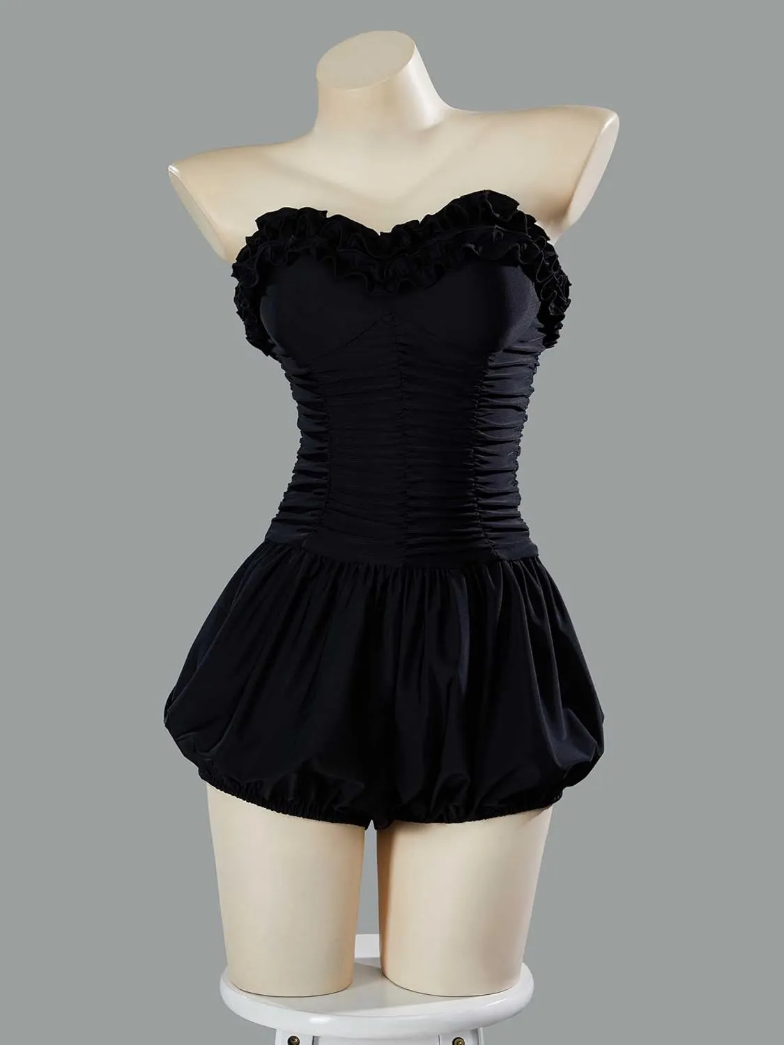 MEOWCOS Women One Piece Swimsuits Gothic Spaghetti Straps Bathing Suit Retro Style Swimsuit