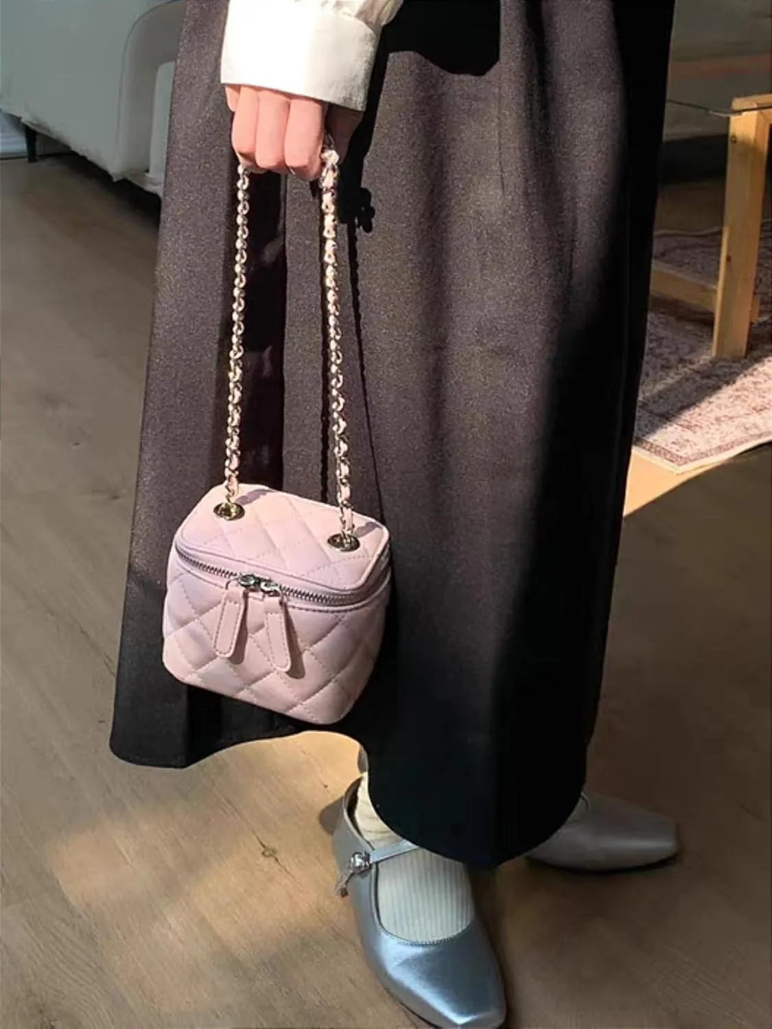 Mini Denim Crossbody Bags for Women Small Vintage Square Box Purse Boho Cross Body Handbags with Chain and Zipper