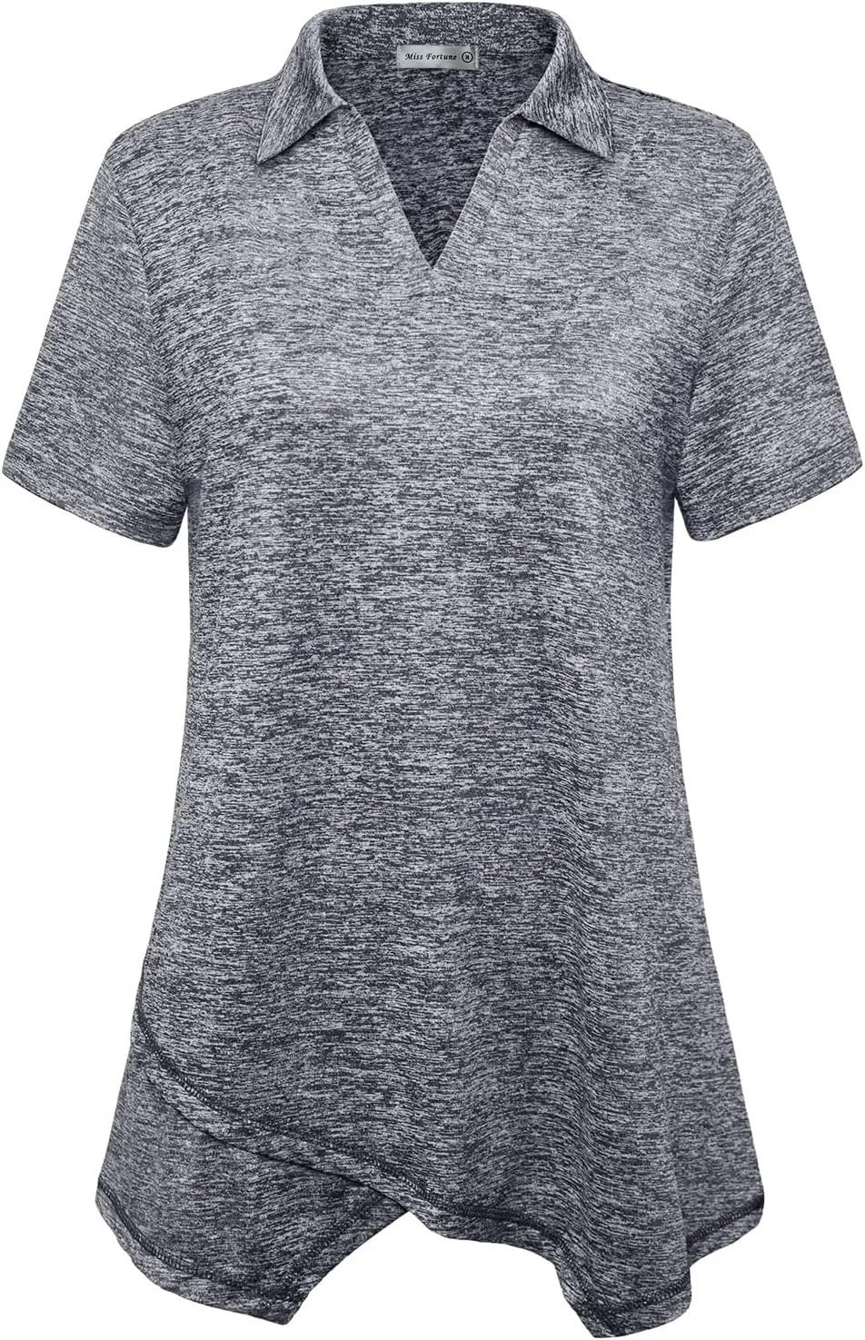 MISS FORTUNE Women's Workout Tops Golf Polo Short Sleeve V Neck Shirts Lightweight Moisture Wicking Athletic Tennis Work Top