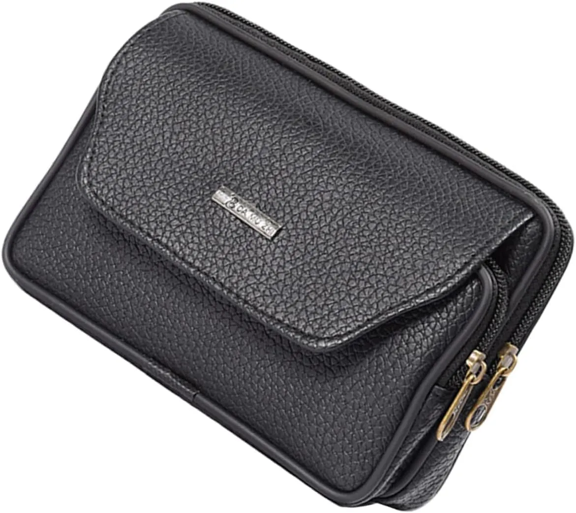 Mobile Phone Bag Waist Bag Zipper Men Purse Trendy Purses Wallet Leather Fanny Pac, One Color, One Size