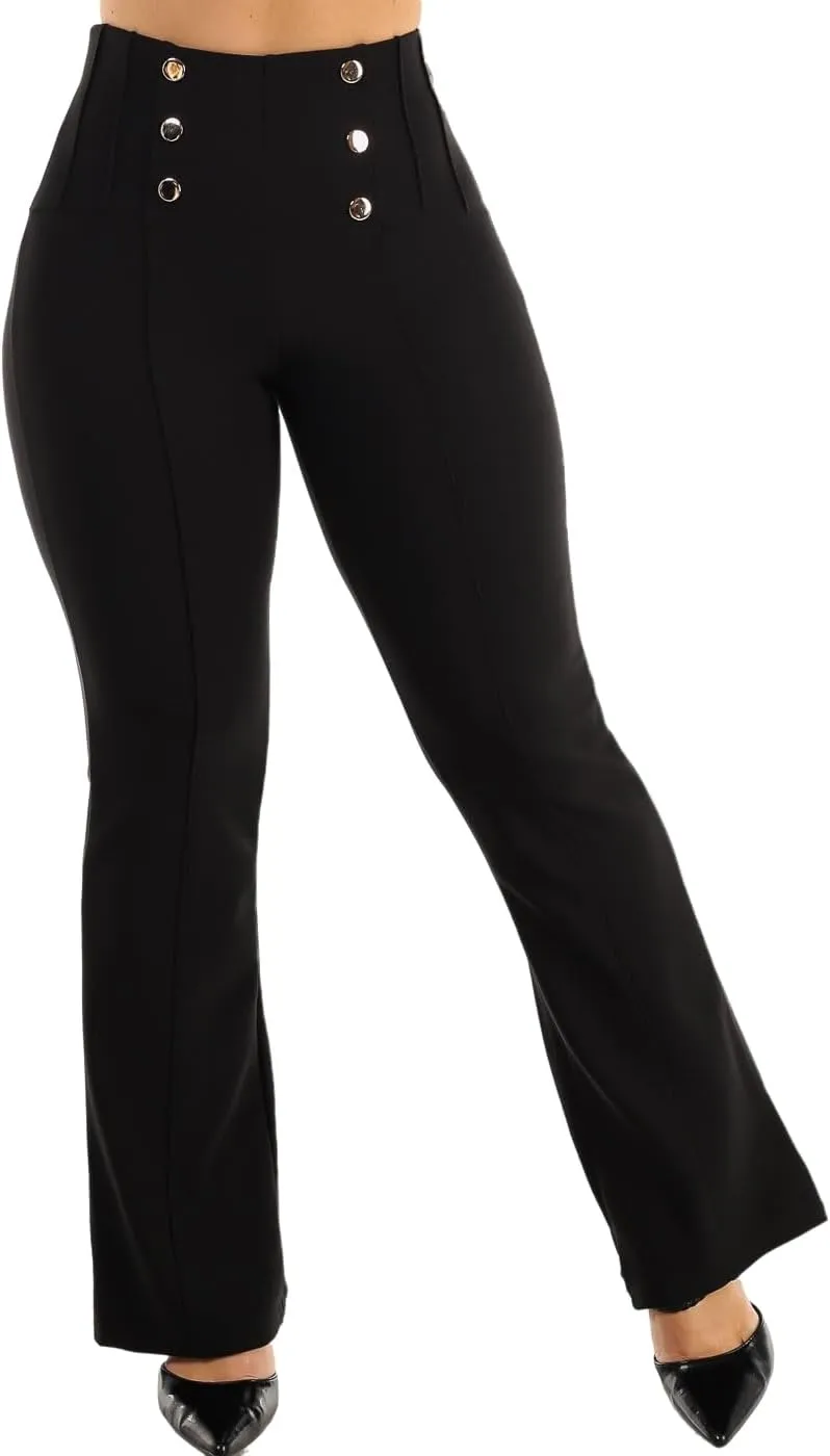 Moda Xpress Women's Juniors High Waist Pull On Stretchy Butt Lifting Black, Plaid, Printed Skinny Pants 10596R