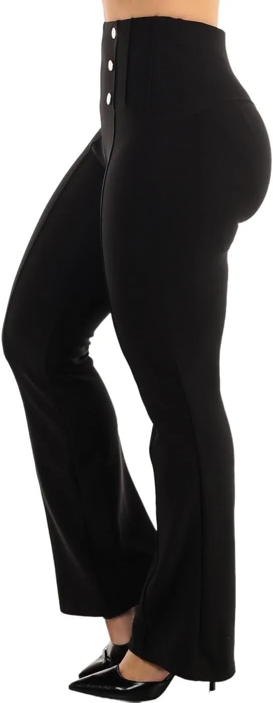 Moda Xpress Women's Juniors High Waist Pull On Stretchy Butt Lifting Black, Plaid, Printed Skinny Pants 10596R