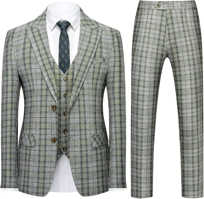 Modern Green Three Pieces Business Suits with Notched Lapel Womens Wedding Suit with Jacket