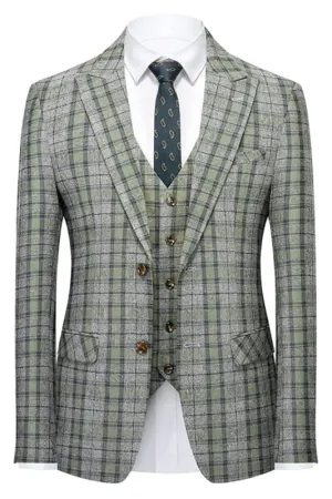 Modern Green Three Pieces Business Suits with Notched Lapel Womens Wedding Suit with Jacket