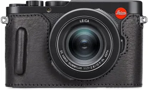 MUZIRI KINOKOO Case for Leica D-LUX 8 Camera - Retro Style Genuine Leather Half Protective Case for Leica D LUX 8/ D-LUX8 Camera - with Opening Bottom and Hand Grip Design - Black