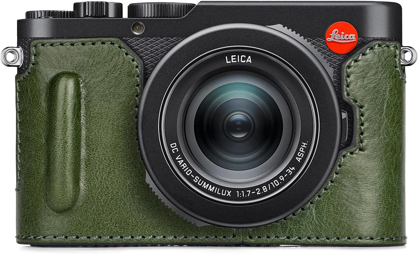 MUZIRI KINOKOO Case for Leica D-LUX 8 Camera - Retro Style Genuine Leather Half Protective Case for Leica D LUX 8/ D-LUX8 Camera - with Opening Bottom and Hand Grip Design - Green