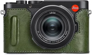 MUZIRI KINOKOO Case for Leica D-LUX 8 Camera - Retro Style Genuine Leather Half Protective Case for Leica D LUX 8/ D-LUX8 Camera - with Opening Bottom and Hand Grip Design - Green
