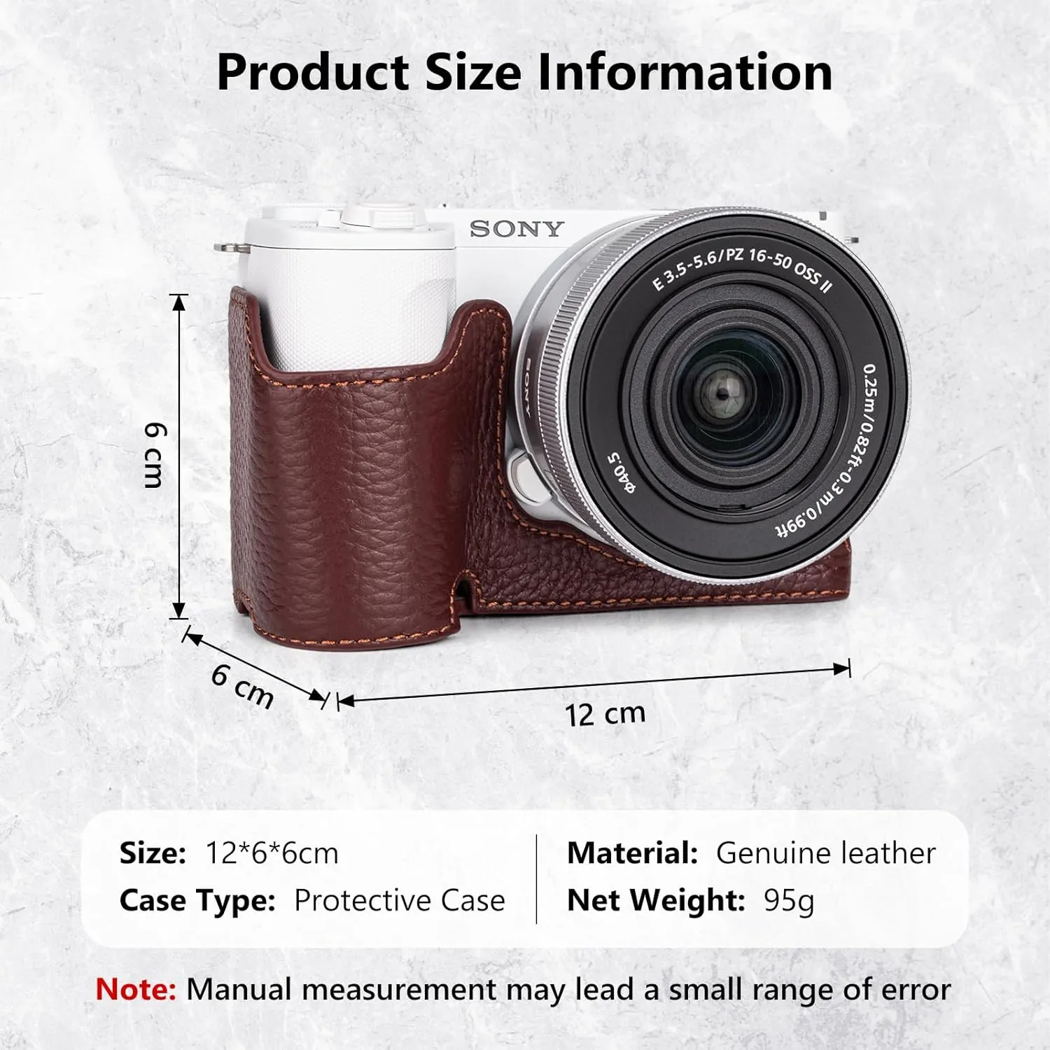 MUZIRI KINOKOO Case for Sony ZV-E10 II Camera - Retro Style Genuine Leather Half Protective Case for Sony Alpha ZVE10 II/ZV-E10 II Camera - with Opening Bottom and Hand Grip Design - Coffee