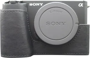 MUZIRI KINOKOO Sony ZV-E1 Case - Genuine Real Leather Half Case for Sony ZV-E1/ZVE1 Camera - Protective Case with Bottom Opening Version - Black