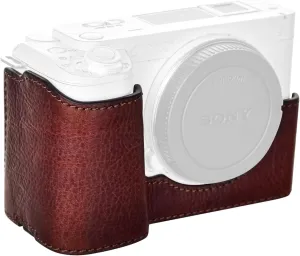 MUZIRI KINOKOO Sony ZV-E1 Case - Genuine Real Leather Half Case for Sony ZV-E1/ZVE1 Camera - Protective Case with Bottom Opening Version - Brown