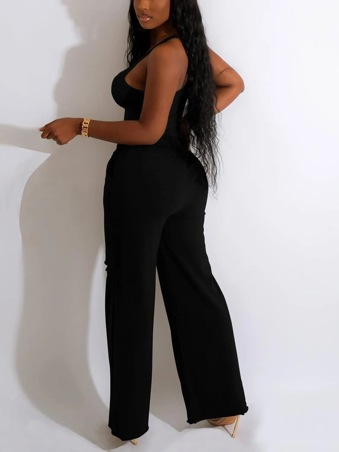 Nimsruc Two Piece Outfits For Women Casual Sleeveless Sweat Suits