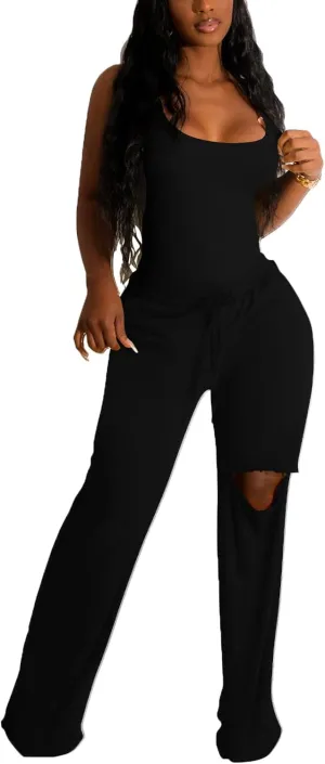 Nimsruc Two Piece Outfits For Women Casual Sleeveless Sweat Suits