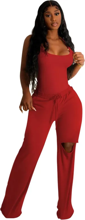 Nimsruc Two Piece Outfits For Women Casual Sleeveless Sweat Suits