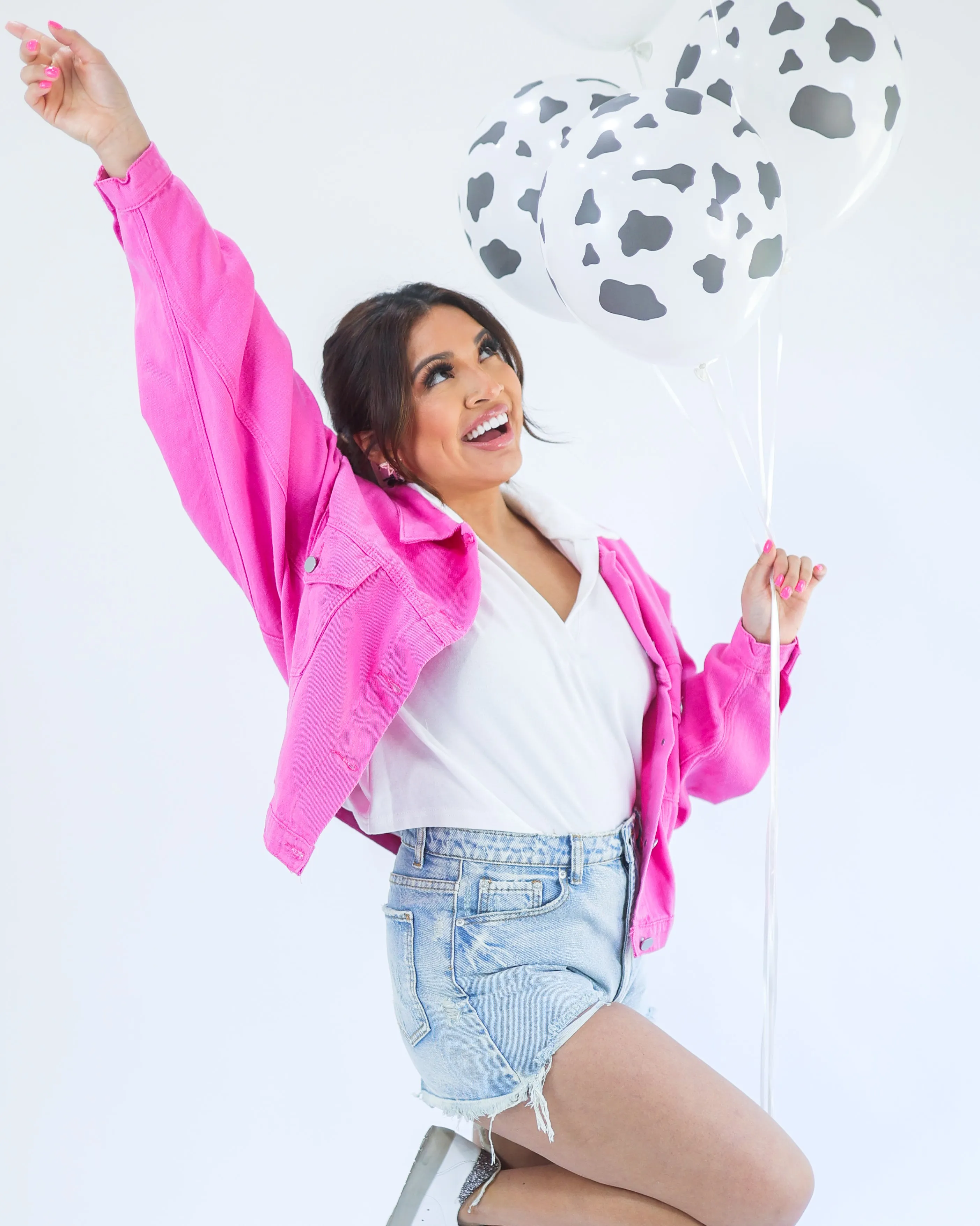 No Limits Dolman Denim Jacket In Pink