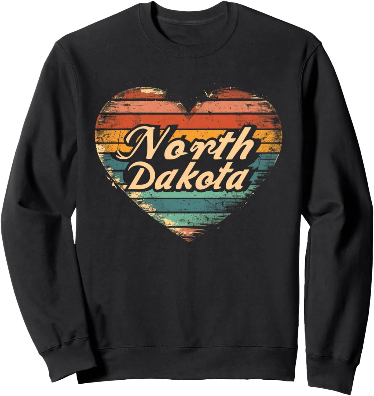 North Dakota - Heart Vintage Love Women Kids Retro Graphic Sweatshirt