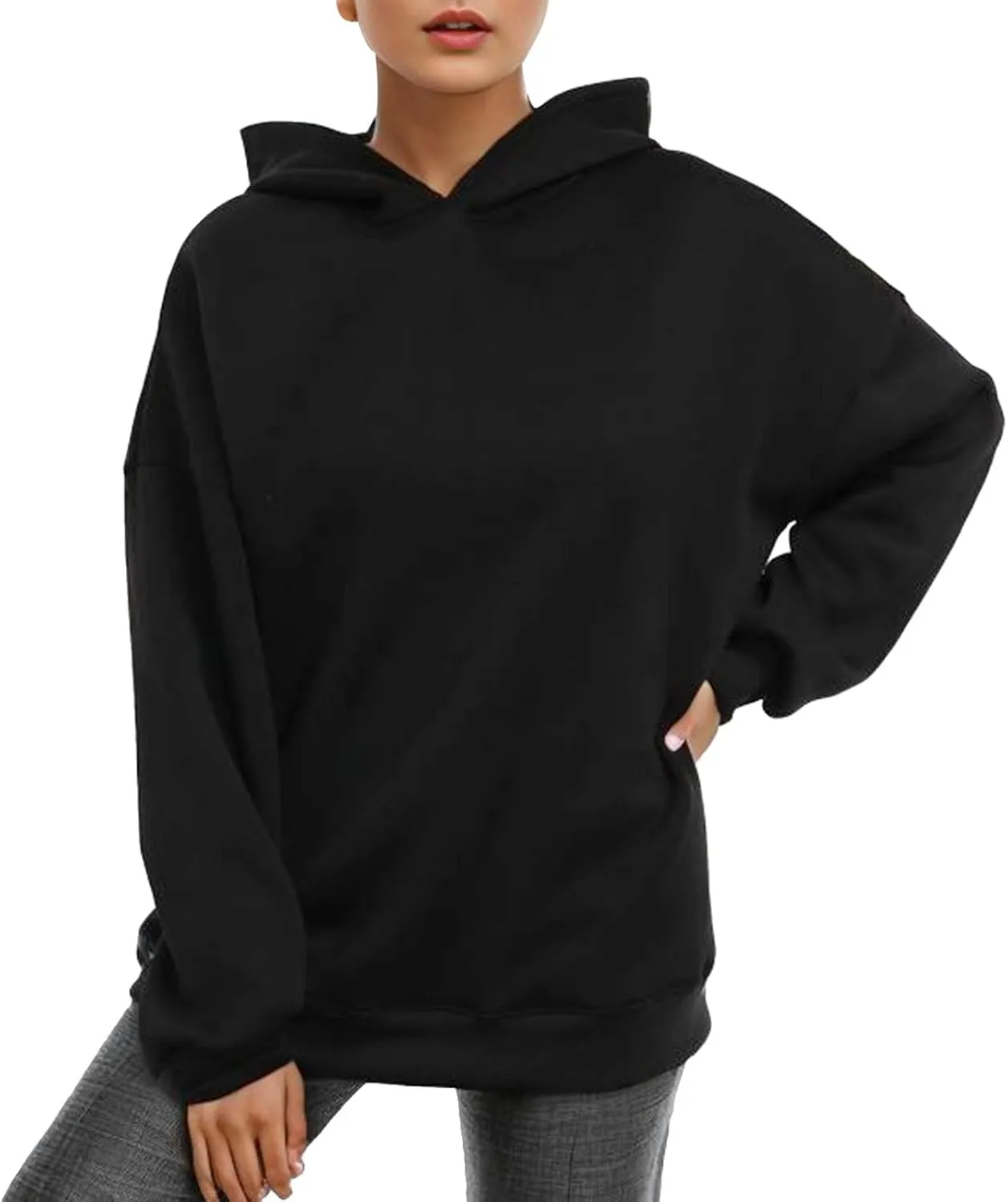 Oversized Plain Hoodies for Women Casual Trendy 2024 Fall Outfits Fleece Y2K Sweatshirts Pullover Long Sleeve Tops