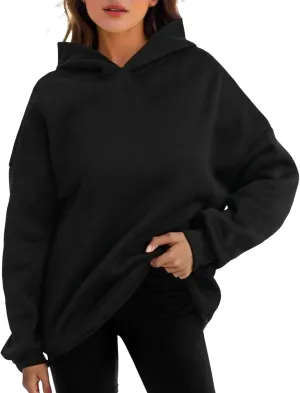 Oversized Plain Hoodies for Women Casual Trendy 2024 Fall Outfits Fleece Y2K Sweatshirts Pullover Long Sleeve Tops